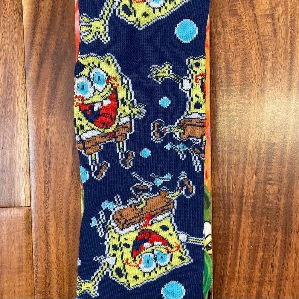 New SpongeBob Square Pants Socks 2-Pairs Patrick Star Pineapple Adult Size 6-12.